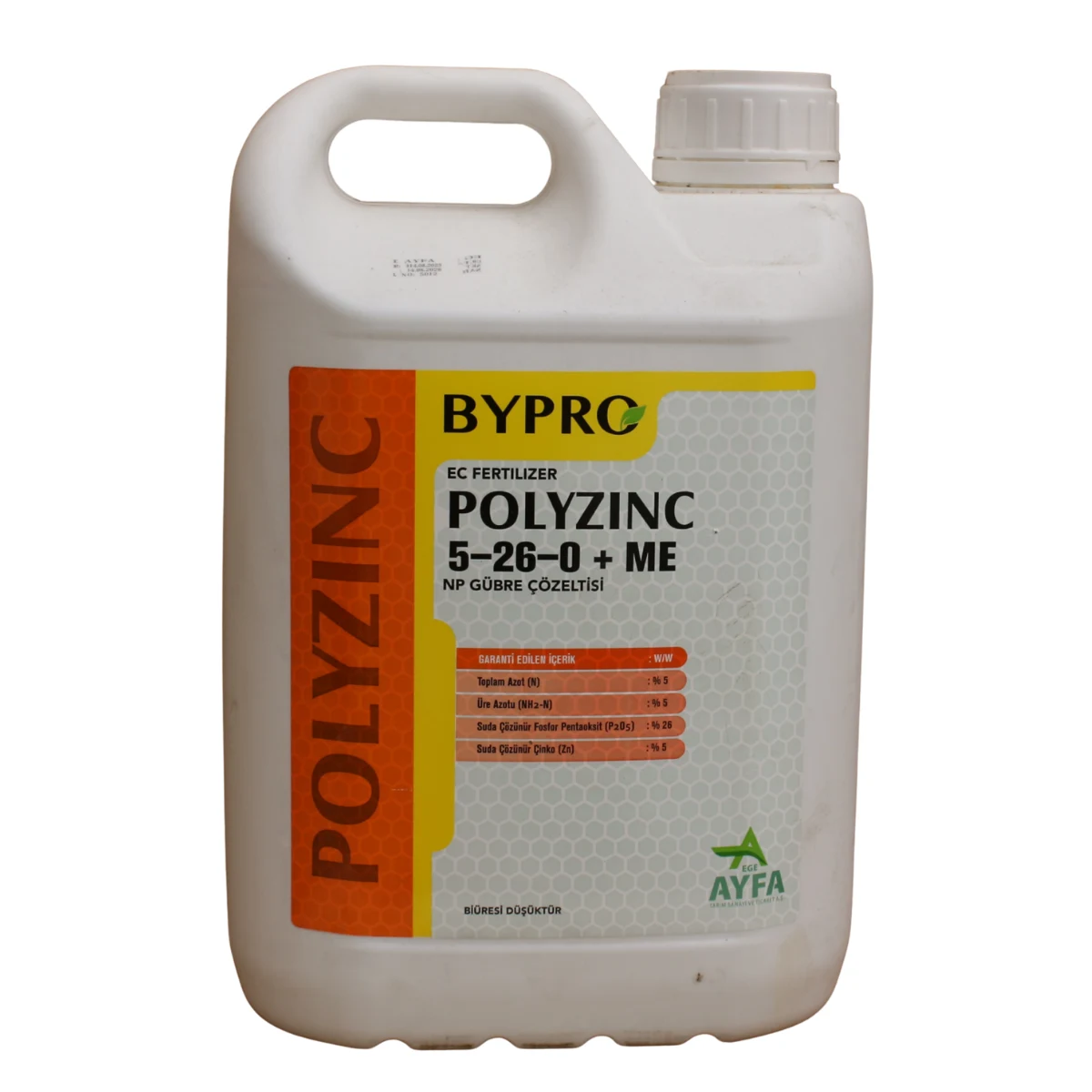 EC Fertilizer Bypro Polyzinc 5-26-0 + ME NP Gübre Çözeltisi 5 Litre | Çinko Destekli Fosforlu Sıvı Gübre, Kök ve Çiçeklenme Geliştirici ürünü