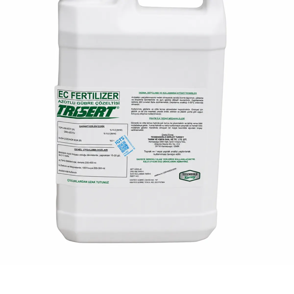 EC Fertilizer Trisert 5 L Yüksek Azotlu Sıvı Gübre Çözeltisi Kontrollü Salınımlı Azot (N) İçerikli Bitki Besini Gelişim Destekleyici ürünü