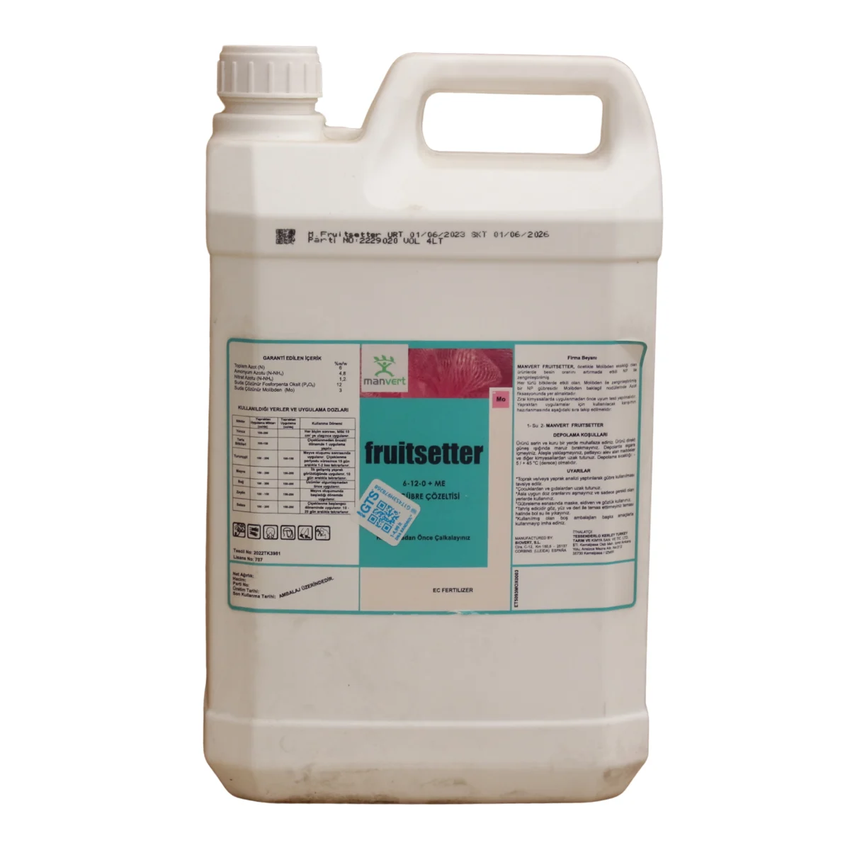 Fruitsetter 6-12-0 + ME 5L Çiçeklenme ve Meyve Tutumu Destekleyici NP Gübre Çözeltisi Mikro Element İçerikli Bitki Besini ürünü