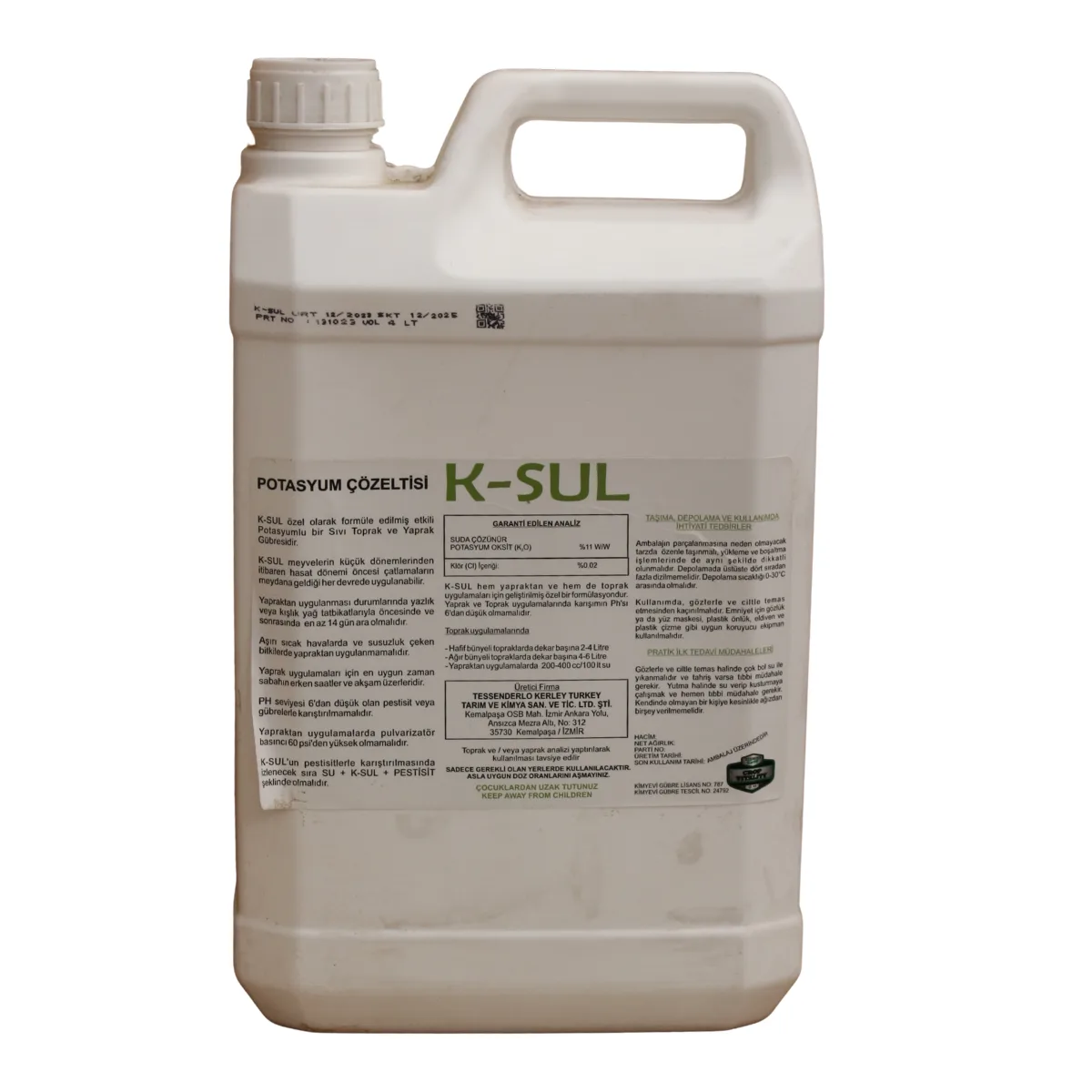 K-Sul Potasyum Çözeltisi 5 L Potasyum ve Kükürt İçerikli Sıvı Gübre EC Fertilizer Meyve Kalite ve Dolum Artırıcı Bitki Besini ürünü