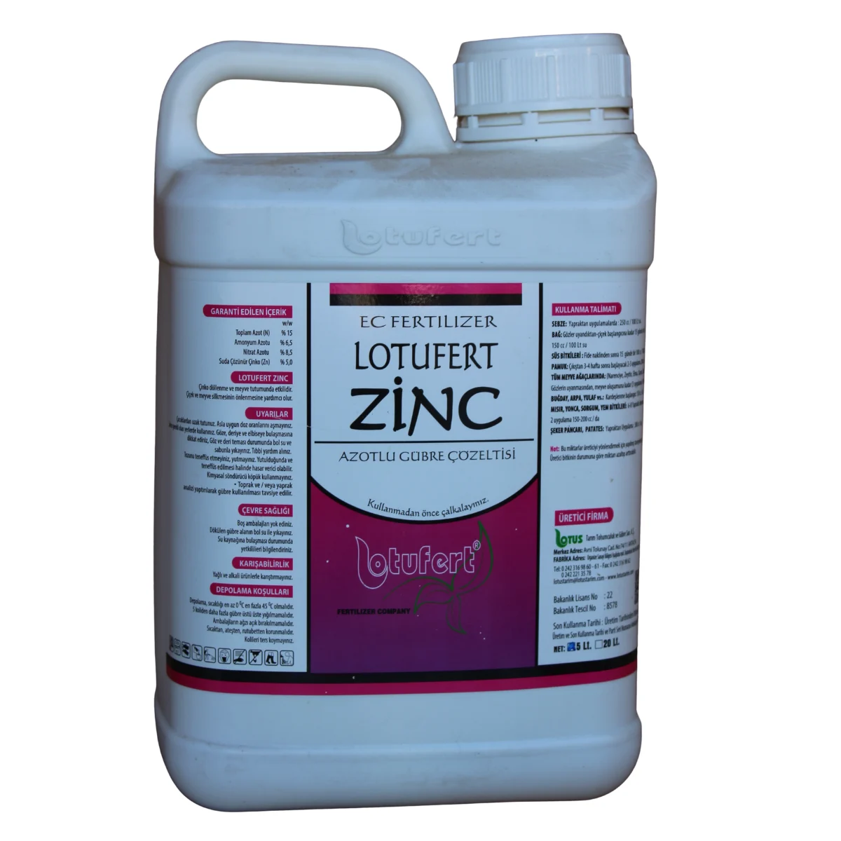 Lotufert Zinc Azotlu Gübre Çözeltisi - Çinko ve Azot İçeren Sıvı Bitki Besini ürünü