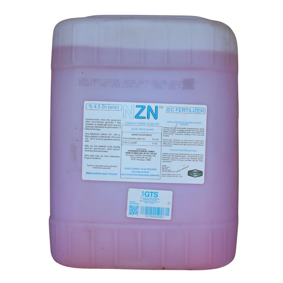 NZN Çinkolu Gübre Çözeltisi - Çinko (Zn) İçeren Sıvı Mikro Element Gübresi ürünü