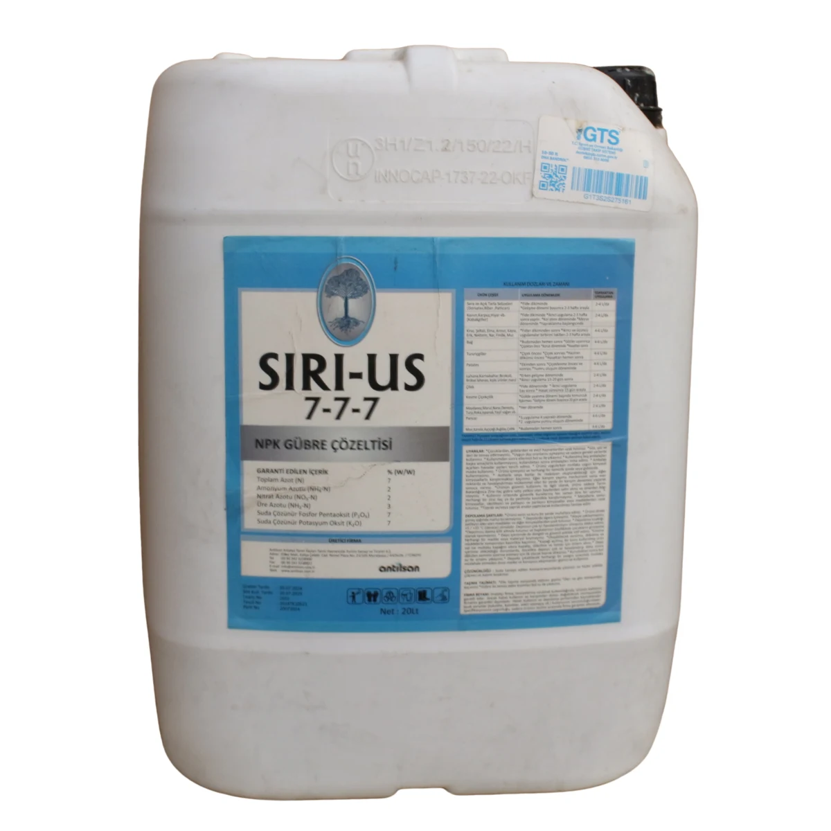 Sirius 7-7-7 NP Gübre Çözeltisi 20 Litre - Dengeli NPK Sıvı Bitki Besini ürünü