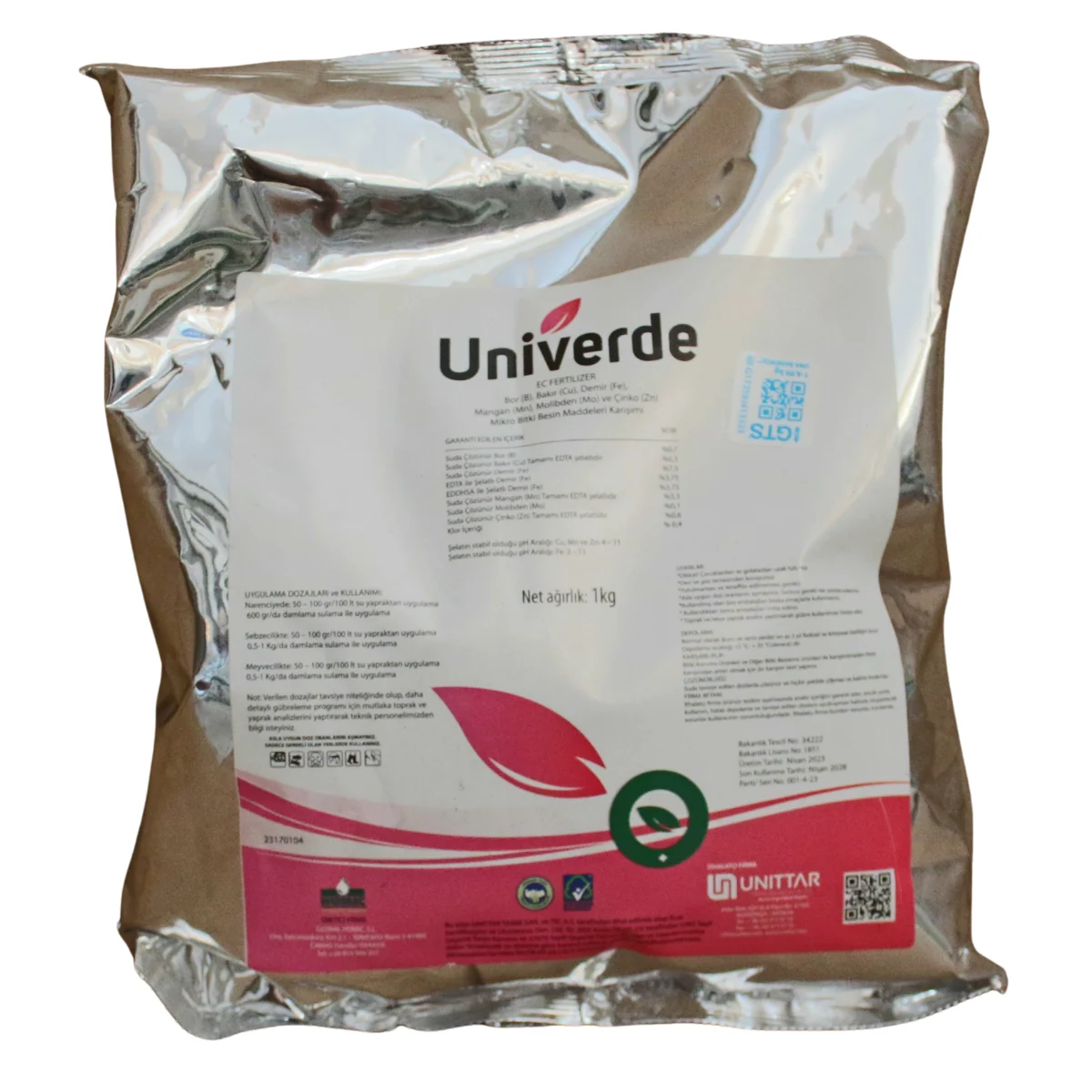 Univerde Mikro Element Karışımı 1 kg - Bor, Demir, Bakır, Mangan, Molibden ve Çinko İz Element Gübresi ürünü